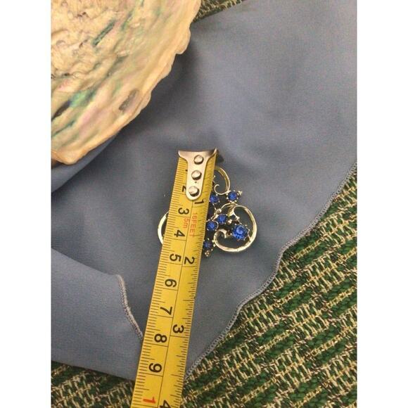 Vintage Mid Century Brooch Pin Silver & Sapphire - Picture 10 of 11